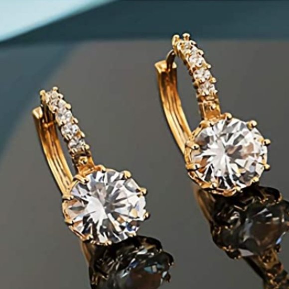 Jewelry - NEW 18K GOLD PLATED CZ  DIAMOND EARRINGS